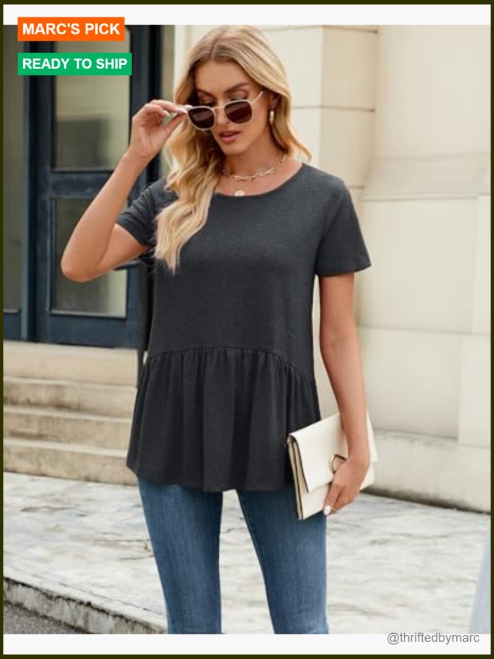 Short Sleeve Floral Print Tunic Blouse Loose Fit - Picture 6 of 7